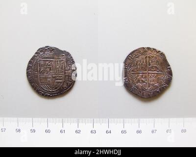 4 Reales di Filippo II, re di Spagna da Siviglia. Regnante: Filippo II, Re di Spagna, Spagnolo, 1527–1598, regnò 1556–98 Mint: Siviglia artista: Sconosciuto Foto Stock