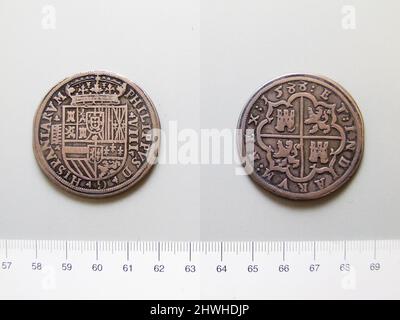 8 Racconti di Filippo II, re di Spagna di Segovia. Regnante: Filippo II, Re di Spagna, Spagnolo, 1527–1598, regnò 1556–98 Mint: Segovia artista: Sconosciuto Foto Stock