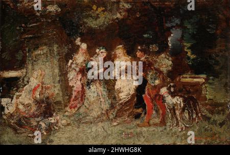 Scena del giardino. Artista: Adolphe Joseph Thomas Monticelli, francese, 1824–1886 Foto Stock