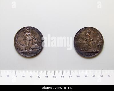 Medaglia di Cisterna di Jernegan George II e Caroline. Regnante: Giorgio II, re d'Inghilterra, 1683–1760, regnò 1727–60Ruler: Caroline d'Ansbach, inglese, 1683–1737 artista: John S. Tanner, inglese Foto Stock