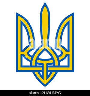 Stemma Ucraina tridente giallo blu bandiera stemma simbolo Ucraina Illustrazione Vettoriale
