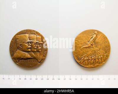 Medaglia di Battaglia della Marna dalla Francia. Artista: Jules Prosper Joseph Marie Edmond Legastelois, francese, 1855–1931 Foto Stock