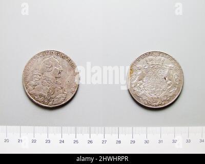 1 Taler con Federico il Grande. Oggetto: Federico II, re di Prussia, 1712–1786, regnò 1740–86 Foto Stock