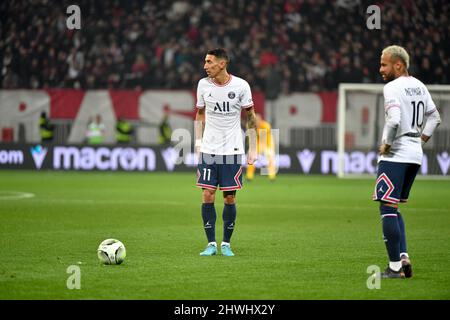 Parigi, Francia. 05th Mar 2022. Angel di Maria, Neymar sul campo alla partita: Nice vs PSG a Nizza, Francia, il 5 marzo 2022.(Photo by Lionel Urman/Sipa USA) Credit: Sipa USA/Alamy Live News Foto Stock