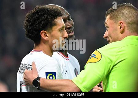 Parigi, Francia. 05th Mar 2022. Giocatori sul campo alla partita Nizza vs PSG a Nizza, Francia, il 5 marzo 2022.(Photo by Lionel Urman/Sipa USA) Credit: Sipa USA/Alamy Live News Foto Stock