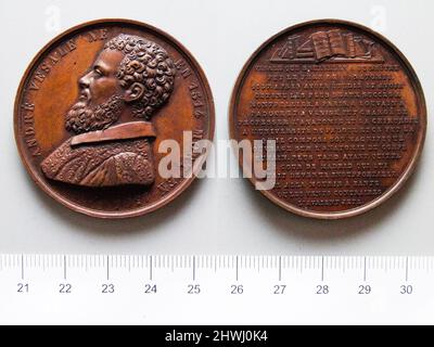 Medaglia commemorativa di Andre Vasale. Oggetto: Andreas Vesalius, Fiammingo, 1514–1564 artista: Adolphe Christian Jouvenel, belga, 1798–1867 Foto Stock