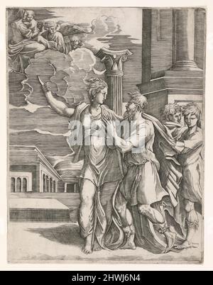 Augusto e il Tiburtino Sibyl. Incisore: Sconosciuto dopo: Parmigianino, italiano, 1503–1540 Foto Stock