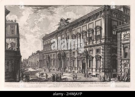 Vista del Palazzo realizzato sul Quirinale per le Segreterie de Bevi et della Sacra consulta (Vista del Palazzo costruito sul Quirinale per il Segretario dei Briefs e il Sacro Consiglio), da Vedute di Roma (Vista di Roma). Artista: Giovanni Battista Piranesi, italiano, 1720–1778 Foto Stock