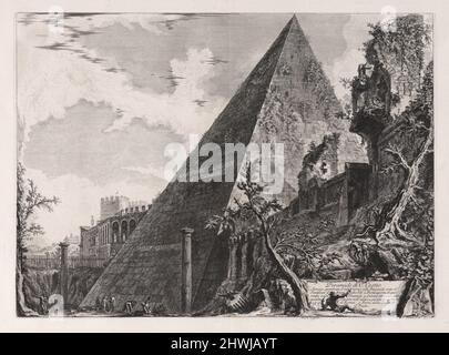 Piramide di C. Cestio (Piramide di Gaio Cestio), da vedute di Roma. Artista: Giovanni Battista Piranesi, italiano, 1720–1778 Foto Stock