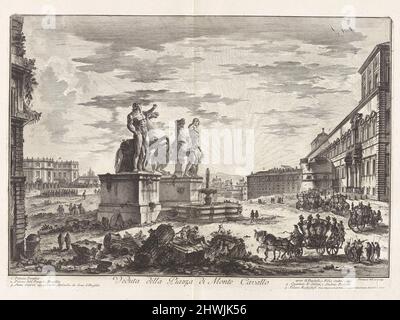 Vista della Piazza di Monte Cavallo (vista della Piazza di Monte Cavallo [oggi Piazza del Quirinale con il Palazzo Quirinale]), da vedute di Roma. Artista: Giovanni Battista Piranesi, italiano, 1720–1778 Foto Stock