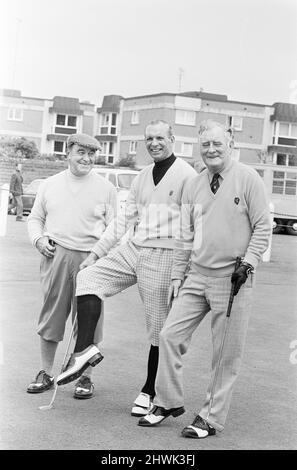 British Open 1973. Troon Golf Club a Troon, Scozia, tenuto dal 11th al 14th luglio 1973. Nella foto, gene Sarazen (a sinistra), il campione del British Open 1932 che ha colpito un buco in uno durante il torneo. Foto Stock