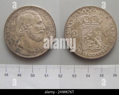 2 1/2 Gulden di Guglielmo III, re dei Paesi Bassi, da Utrecht. Regnante: Guglielmo III, re dei Paesi Bassi, olandese, 1817–1890, regnò 1849–90 Mint: Utrecht Foto Stock