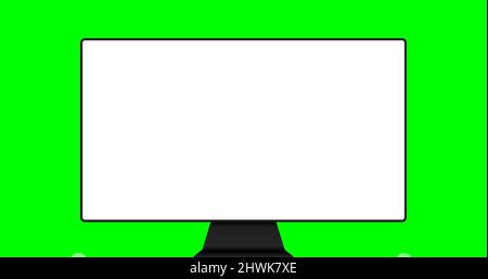 Illustrazione vettoriale del dispositivo digitale isolata su sfondo verde chromakey. 4K o risoluzione Full HD. Monitor sottile trendy e realistico Illustrazione Vettoriale