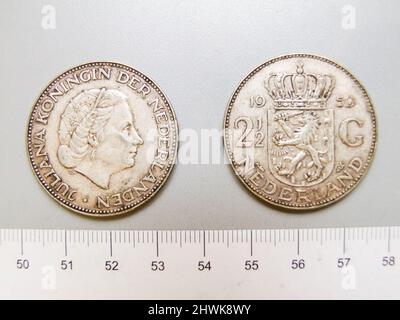 2 1/2 Gulden di Juliana dei Paesi Bassi da Utrecht. Regnante: Juliana dei Paesi Bassi, olandese, 1909–2004, regnò 1948–80 Mint: Utrecht Foto Stock