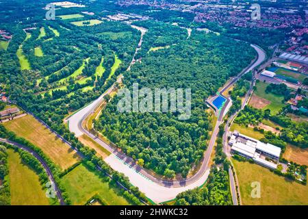 Vista aerea circut gara di Monza vicino a Milano, regione Lombardia d'Italia Foto Stock