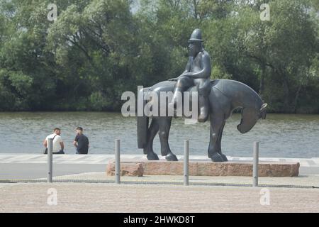 Leinreiter, Detlef Kraft, 1996 sulle rive del Main a Rüsselsheim am Rhein, Assia, Germania Foto Stock