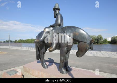 Leinreiter, Detlef Kraft, 1996 sulle rive del Main a Rüsselsheim am Rhein, Assia, Germania Foto Stock