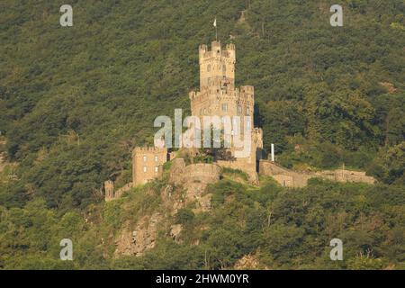 Burg Sooneck am Rhein Castello nella Valle del Reno centrale, Renania-Palatinato, Germania Foto Stock