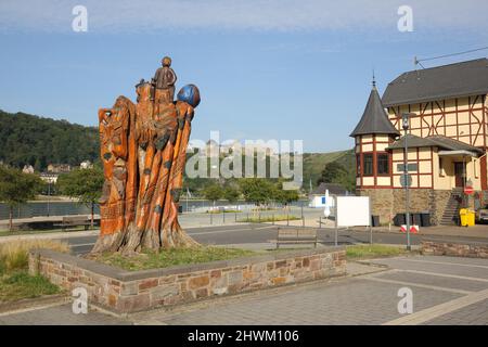 Scultura in San Goarshausen, Renania-Palatinato, Germania Foto Stock