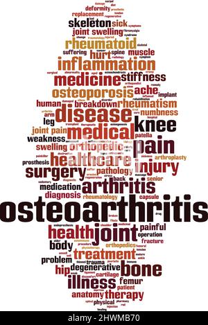 Concetto di nuvola di parola dell'osteoartrite. Collage fatto di parole su osteoartrite. Illustrazione vettoriale Illustrazione Vettoriale