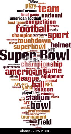 Concetto di cloud word Super Bowl. Collage fatto di parole su Super Bowl. Illustrazione vettoriale Illustrazione Vettoriale