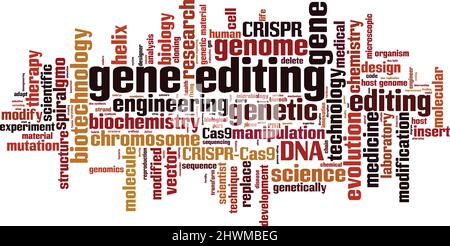 Concetto di nuvola di parole per l'editing genico. Collage fatto di parole sulla modifica genica. Illustrazione vettoriale Illustrazione Vettoriale