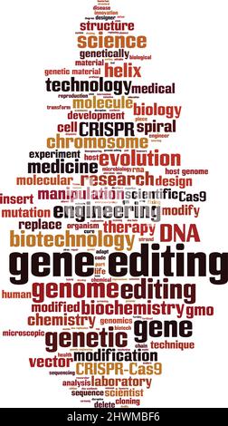 Concetto di nuvola di parole per l'editing genico. Collage fatto di parole sulla modifica genica. Illustrazione vettoriale Illustrazione Vettoriale