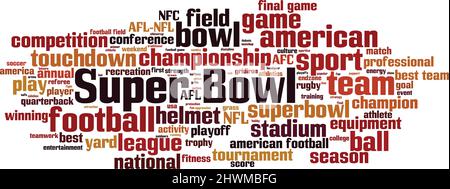 Concetto di cloud word Super Bowl. Collage fatto di parole su Super Bowl. Illustrazione vettoriale Illustrazione Vettoriale