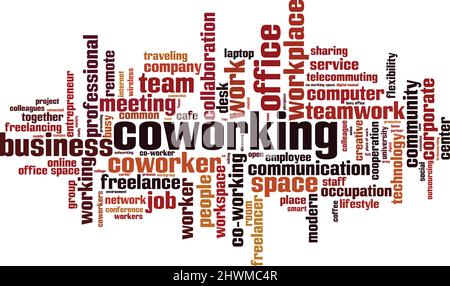 Concetto di Word cloud per i colleghi. Collage fatto di parole sul coworking. Illustrazione vettoriale Illustrazione Vettoriale