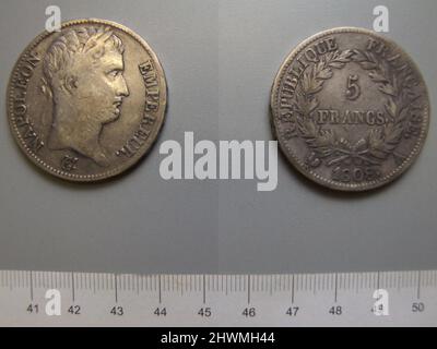 1 franco di Napoleone Bonaparte da Parigi. Regolo: Napoleone Bonaparte, Francese, 1769–1821 Mint: Parigi artista: Sconosciuto Foto Stock