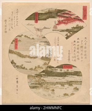 Tre viste del Giappone (Nihon sankei), con Miyajima in Aki (Aki no Miyajima), Ponte al Cielo (Tango Hashidate) (comunemente ama no Hashidate), e Pine Islands in o?shu? (O?shu? Matsushima). Artista: Utagawa Toyohiro, giapponese, 1773–1828 Foto Stock