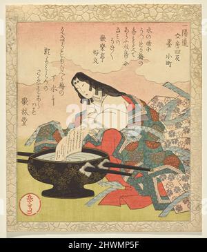 Ink, Ono no Komachi, della serie Four Calligraphic Companion. Artista: Yashima Gakutei, giapponese, ca. 1786–1868 Foto Stock