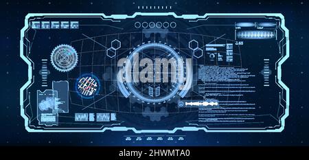 Casco da cockpit con interfaccia HUD per VR Illustrazione Vettoriale