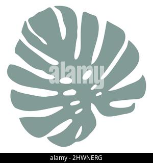 Monstera Leaf Line Art con forme in pastello Illustrazione Vettoriale