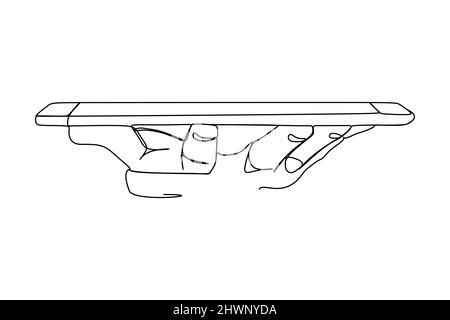 Disegno a linea singola e continua di un telefono o di uno smartphone. Design moderno e semplice. Illustrazione vettoriale minimalismo design intelligente mobile Illustrazione Vettoriale