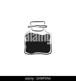 Boho pozione bottiglia silhouette, mistico, veleno o elisir. Simbolo della stregoneria. Illustrazione del vettore di alchimia Illustrazione Vettoriale