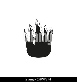 Icona fuoco. Icona nera isolata su sfondo bianco. Silhouette di fuoco. Icona semplice. Illustrazione Vettoriale