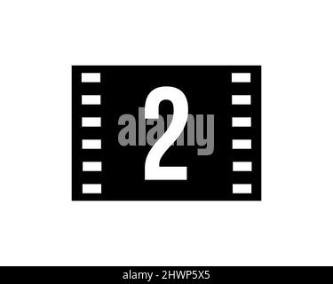 Logo Motion Film su lettera 2. Movie Film Sign, Film Production Logo con 2 logotipo Vector Template Illustrazione Vettoriale