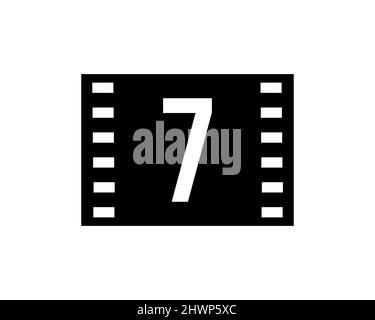 Logo Motion Film su lettera 7. Movie Film Sign, Film Production Logo con 7 logotipo Vector Template Illustrazione Vettoriale