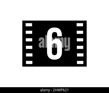 Logo Motion Film su lettera 6. Movie Film Sign, Film Production Logo con 6 logotipo Vector Template Illustrazione Vettoriale