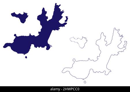 Isola di Terre-de-Haut (Guadalupa Dipartimento di oltremare e regione della Francia, Cenrtal America, isole caraibiche) illustrazione vettoriale mappa, sci di scricbble ecc Illustrazione Vettoriale