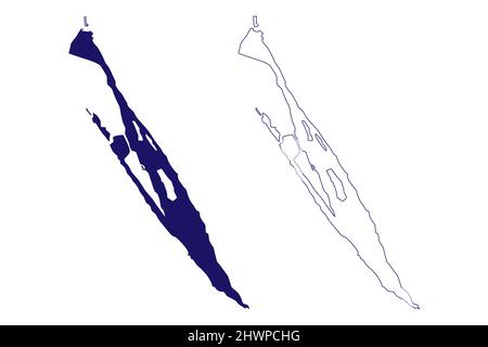 Isola di Mujeres (Stati Uniti del Messico, Messico, Cenrtal America, isole caraibiche) illustrazione vettoriale, schizza mappa Isla Mujeres Illustrazione Vettoriale