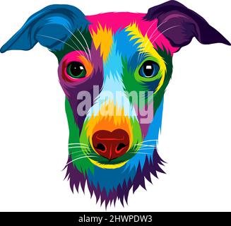 Riassunto Jack Russell Terrier ritratto di testa da pitture multicolore. Ritratto muso cucciolo, muso cane. Disegno colorato. Illustrazione vettoriale della vernice Illustrazione Vettoriale