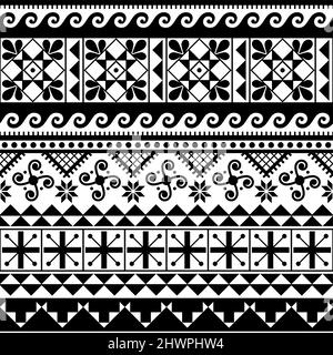 Icelandic rune art style linea tribale geometrica art vettoriale set di design, ornamenti minimalisti ispirati ai motivi vichinghi Illustrazione Vettoriale