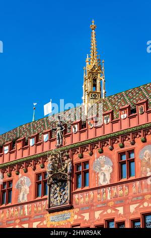 Svizzera, Basilea Città, Basilea, esterno ornato del Municipio di Basilea Foto Stock