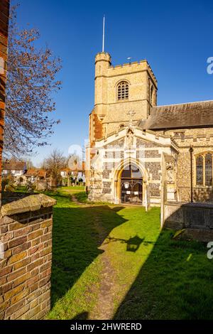 Porta sud di Santa Maria e della chiesa di San Lorenzo, Great Waltham EssexGreat Waltham Foto Stock