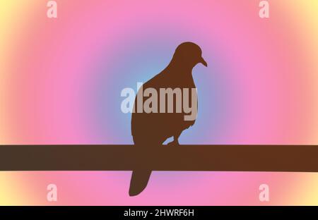 Silhouette di Zebra dove che si staglia sulla recinzione contro il gradiente pastello colore sfondo radiale Foto Stock