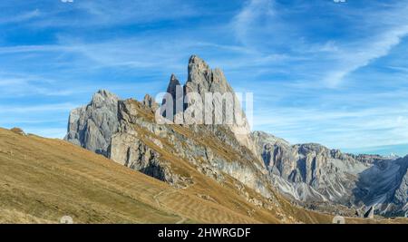 Grande Fermeda a Odle, parco naturale Puez-Odle, Dolomiti, alpi italiane Foto Stock