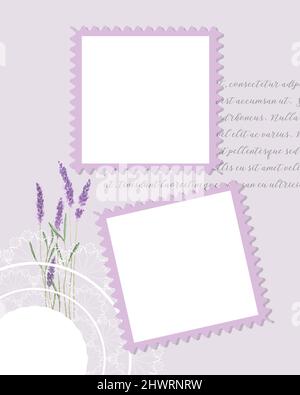 Template Planner lavanda planner per prendere appunti, collage, per note, idee, piani, elenco impegni, promemoria. Illustrazione vettoriale Illustrazione Vettoriale