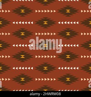 Disegno a mano toni terrosi Tribal Vector Seamless Pattern. Stampa grafica Navajo. Illustrazione Vettoriale